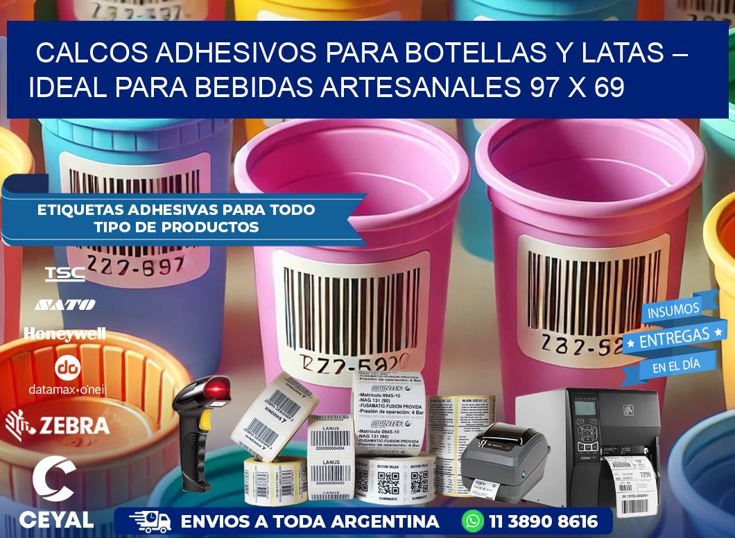 Calcos Adhesivos para Botellas y Latas – Ideal para Bebidas Artesanales 97 x 69