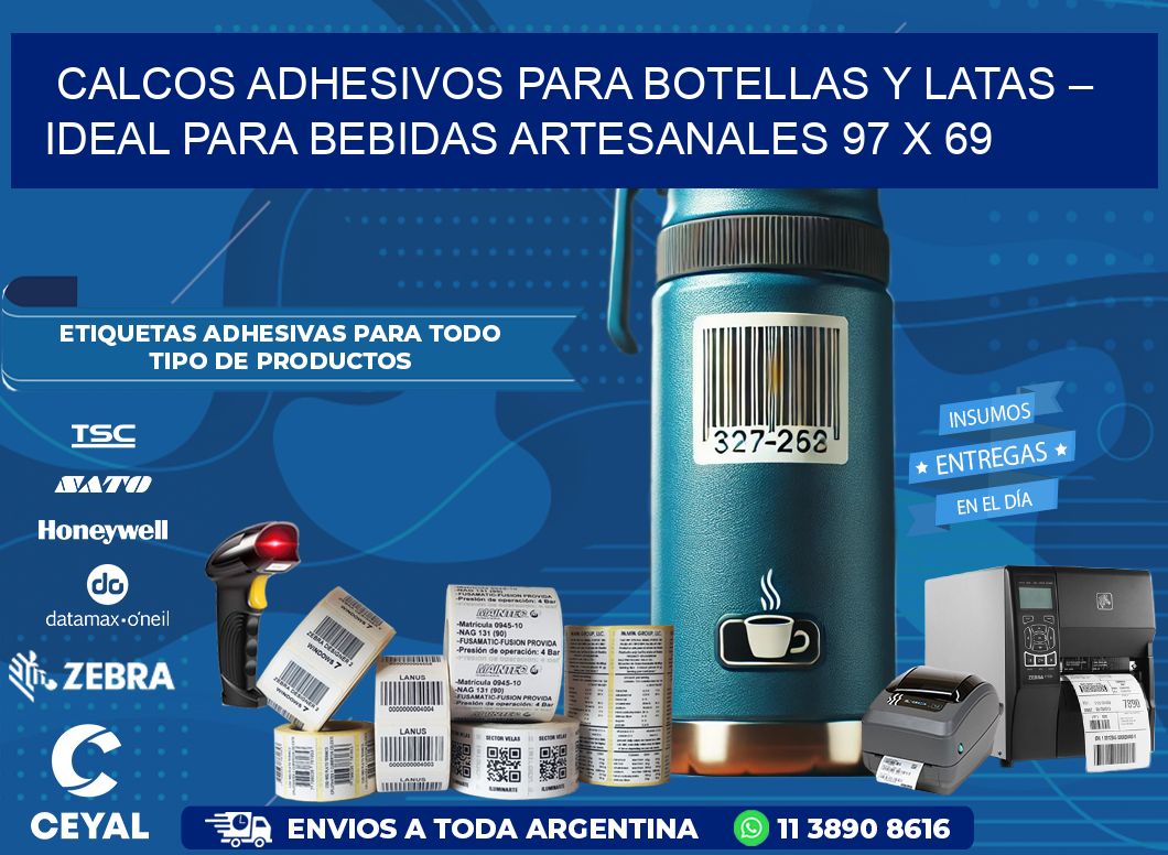 Calcos Adhesivos para Botellas y Latas – Ideal para Bebidas Artesanales 97 x 69