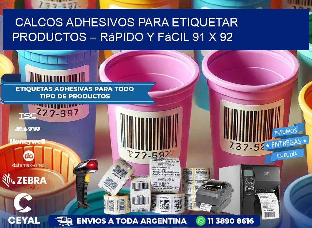 Calcos Adhesivos para Etiquetar Productos – Rápido y Fácil 91 x 92