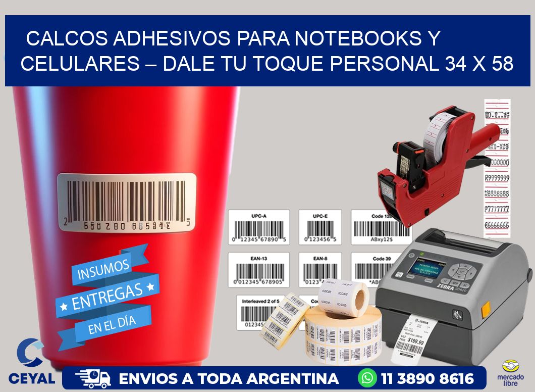 Calcos Adhesivos para Notebooks y Celulares – Dale Tu Toque Personal 34 x 58