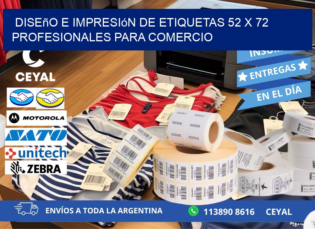 Diseño e Impresión de Etiquetas 52 x 72 Profesionales para Comercio