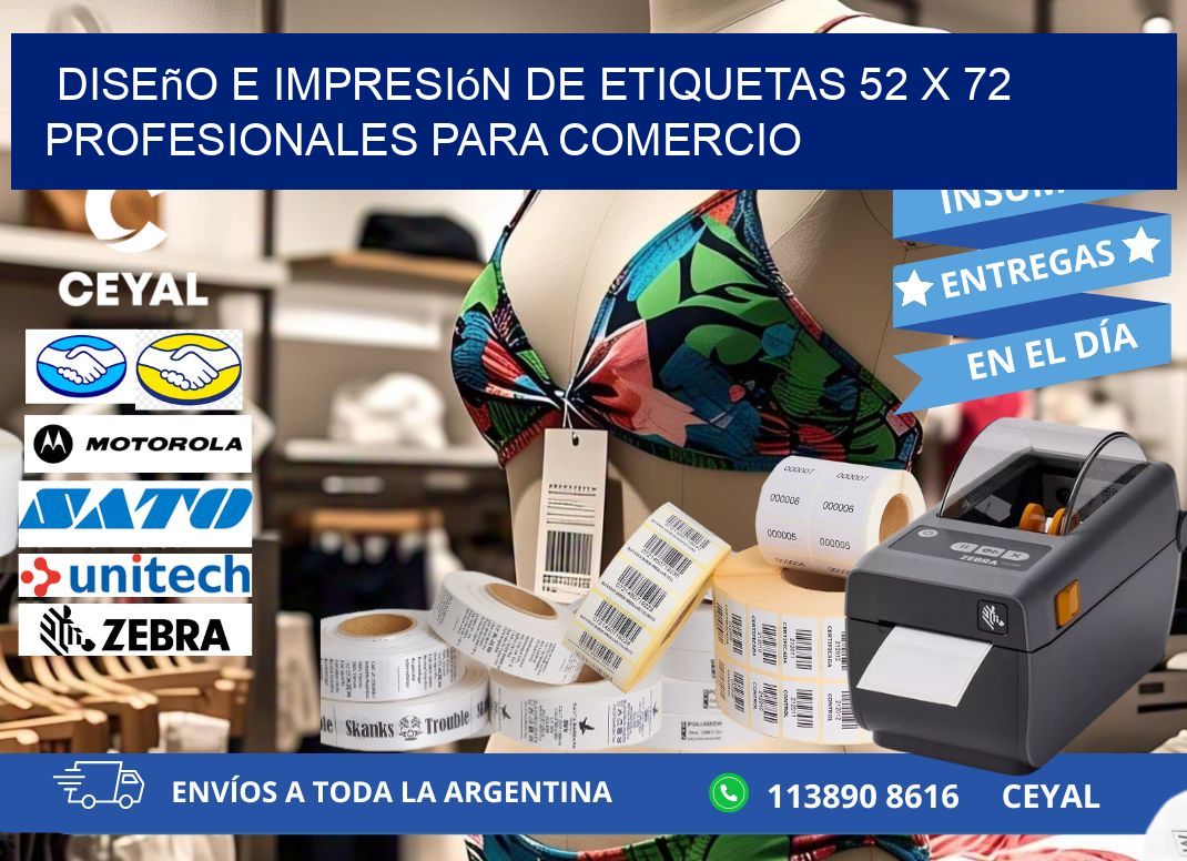 Diseño e Impresión de Etiquetas 52 x 72 Profesionales para Comercio