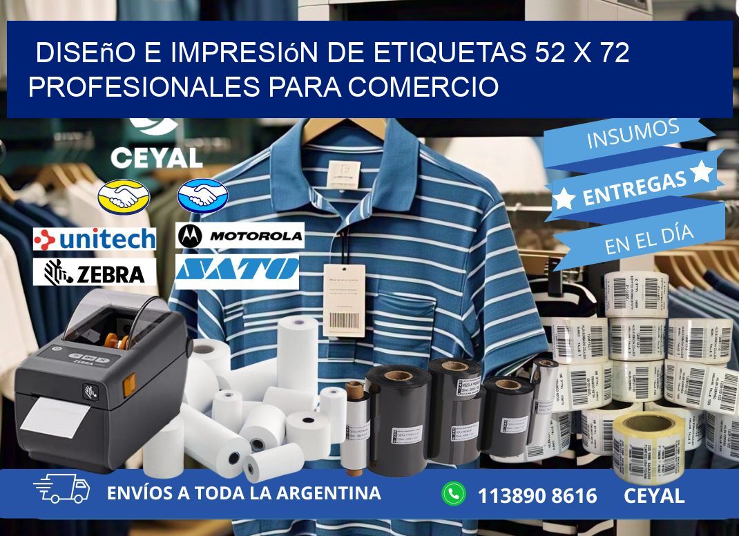 Diseño e Impresión de Etiquetas 52 x 72 Profesionales para Comercio