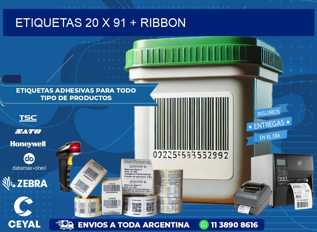 ETIQUETAS 20 x 91 + RIBBON