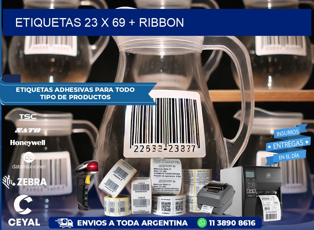 ETIQUETAS 23 x 69 + RIBBON