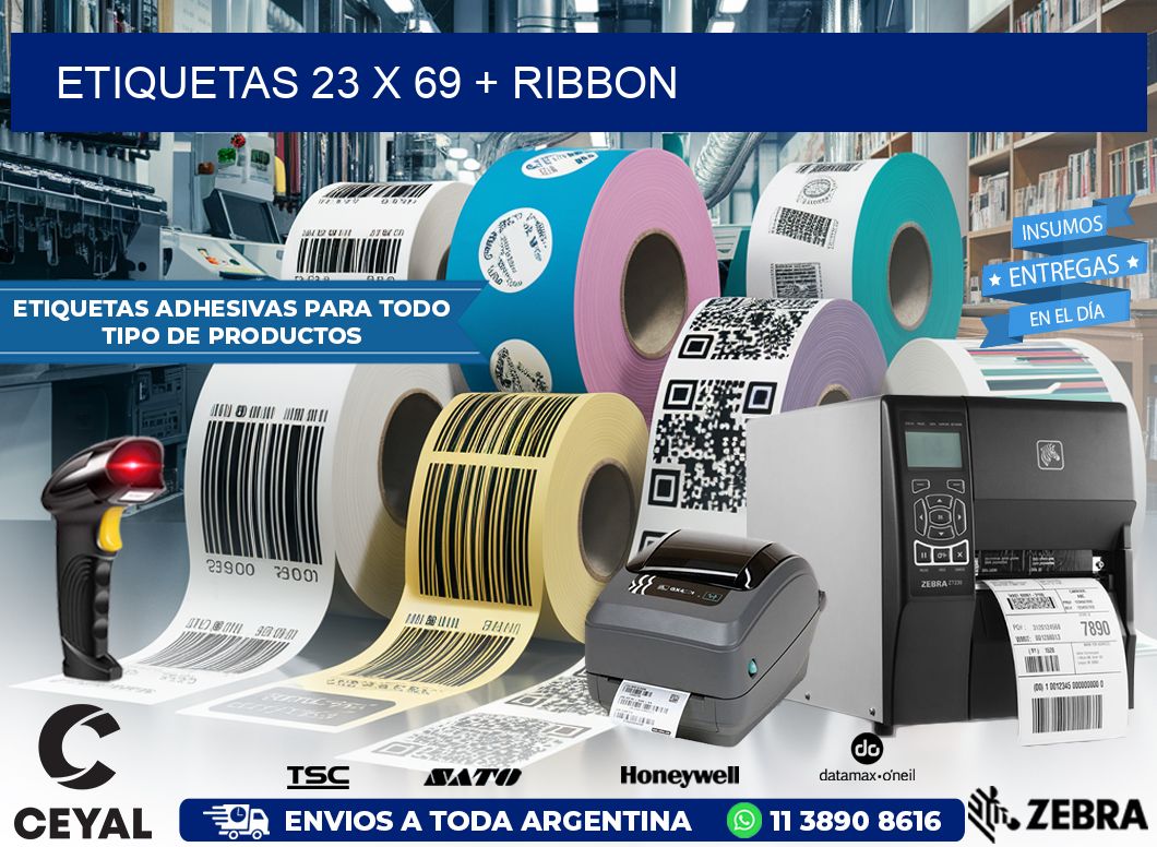 ETIQUETAS 23 x 69 + RIBBON
