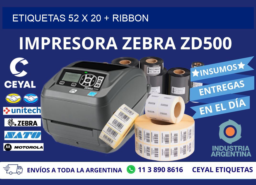 ETIQUETAS 52 x 20 + RIBBON