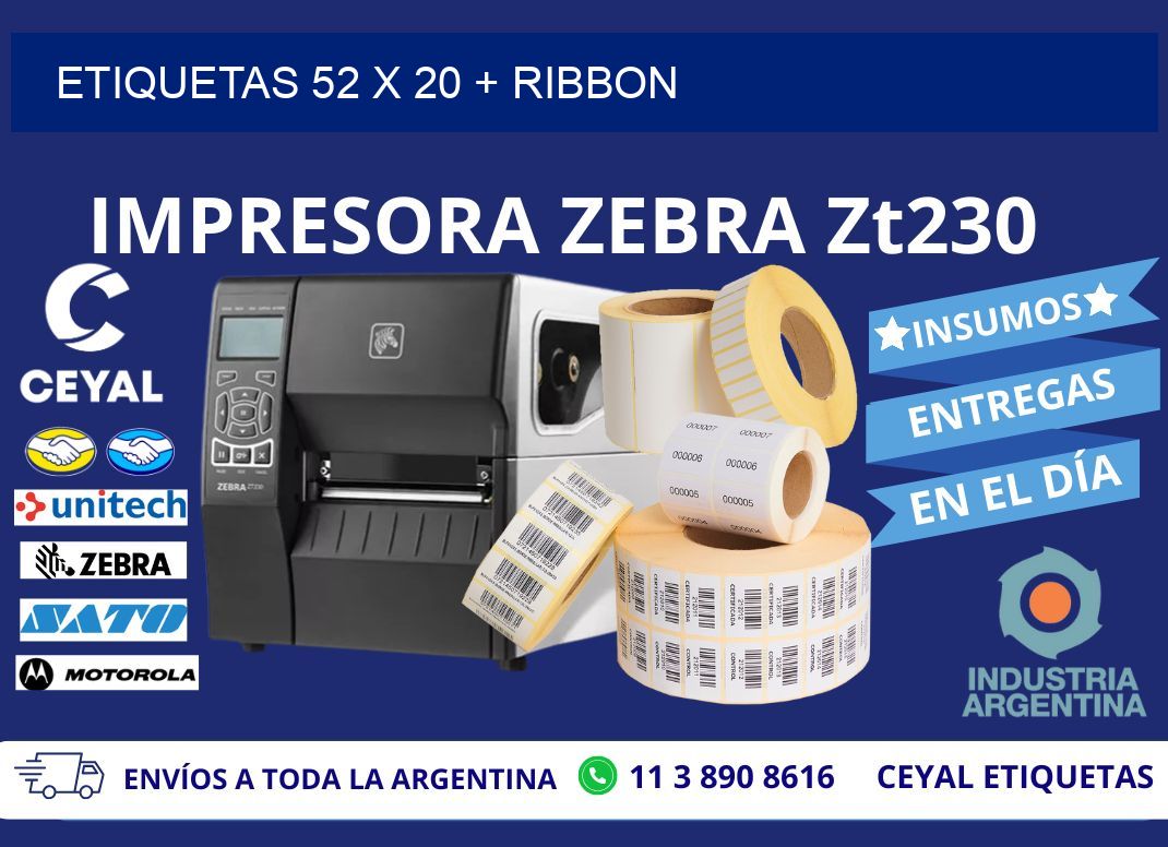 ETIQUETAS 52 x 20 + RIBBON