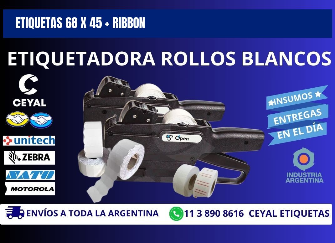 ETIQUETAS 68 x 45 + RIBBON