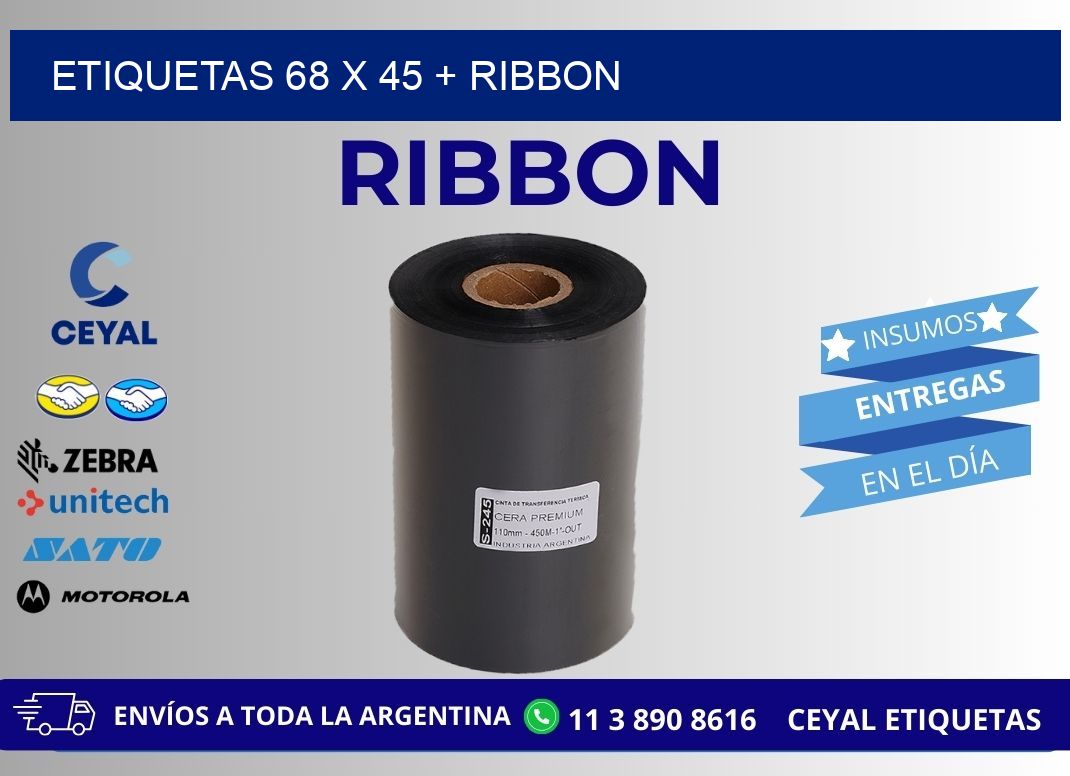 ETIQUETAS 68 x 45 + RIBBON