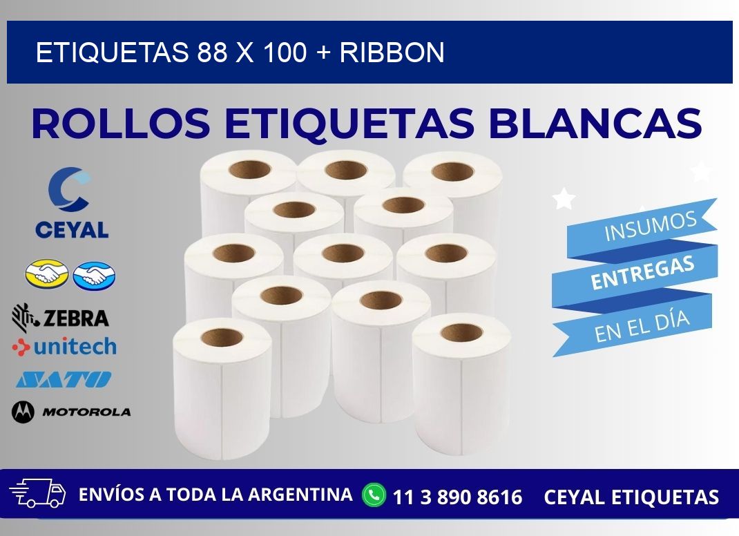 ETIQUETAS 88 x 100 + RIBBON