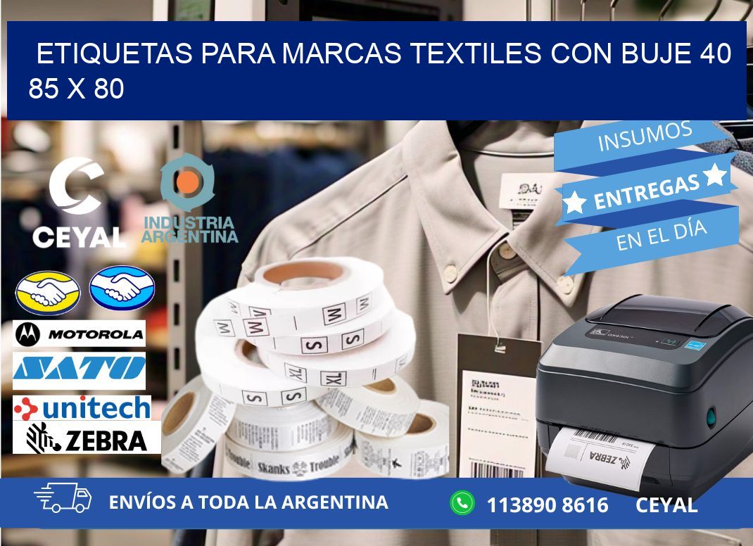 ETIQUETAS PARA MARCAS TEXTILES CON BUJE 40 85 x 80