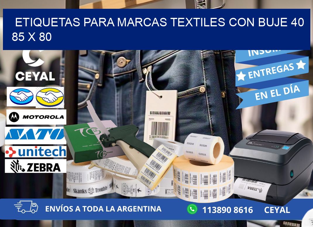 ETIQUETAS PARA MARCAS TEXTILES CON BUJE 40 85 x 80