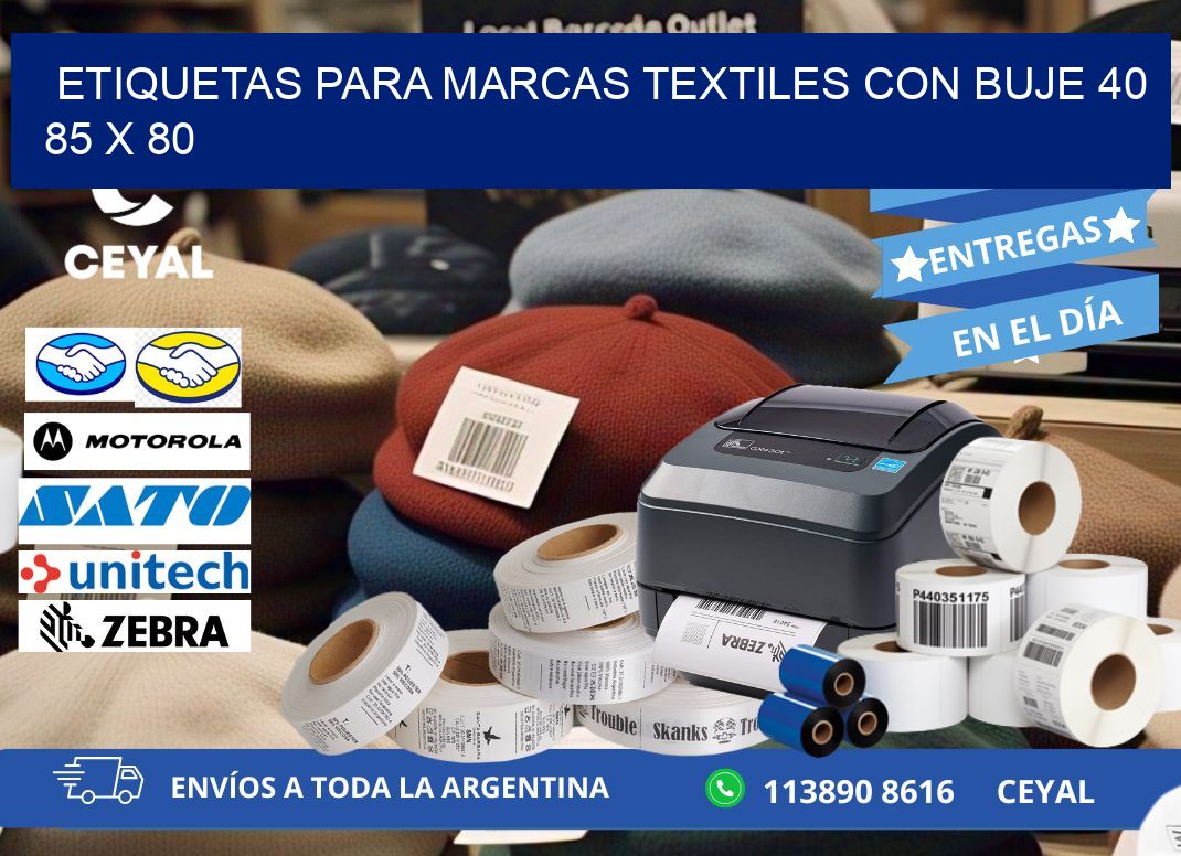 ETIQUETAS PARA MARCAS TEXTILES CON BUJE 40 85 x 80