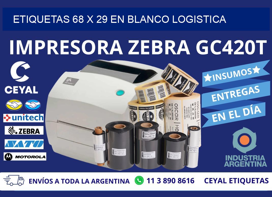 Etiquetas 68 x 29 en blanco logistica