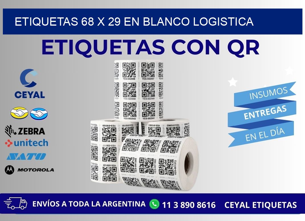 Etiquetas 68 x 29 en blanco logistica