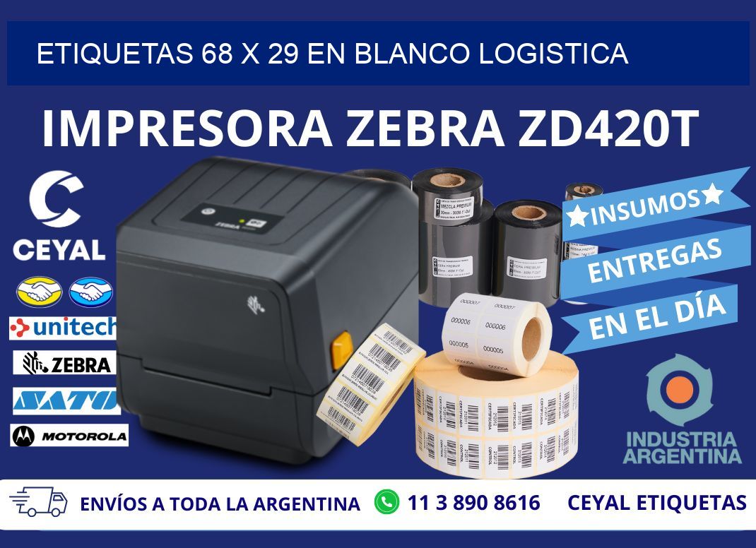 Etiquetas 68 x 29 en blanco logistica