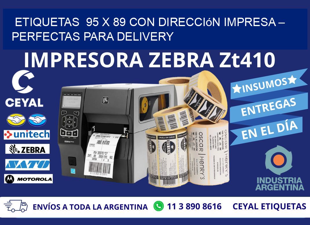 Etiquetas  95 x 89 con Dirección Impresa – Perfectas para Delivery