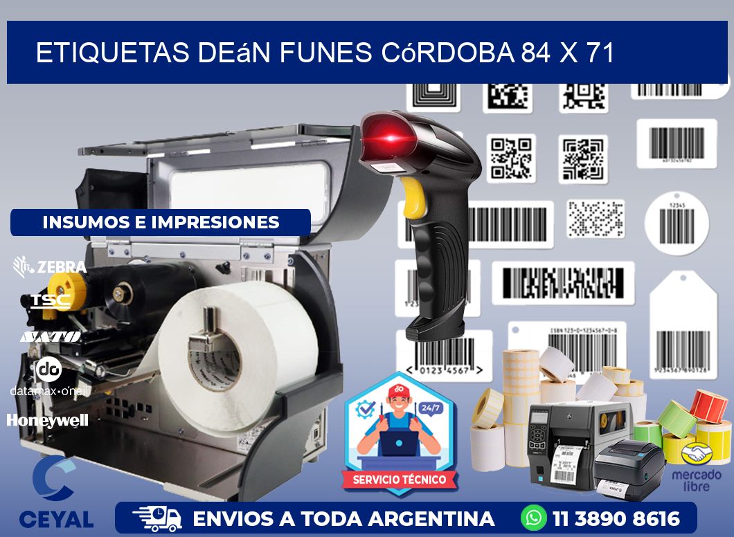 Etiquetas Deán Funes Córdoba 84 x 71
