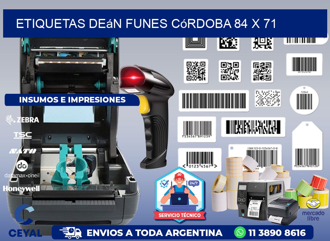 Etiquetas Deán Funes Córdoba 84 x 71