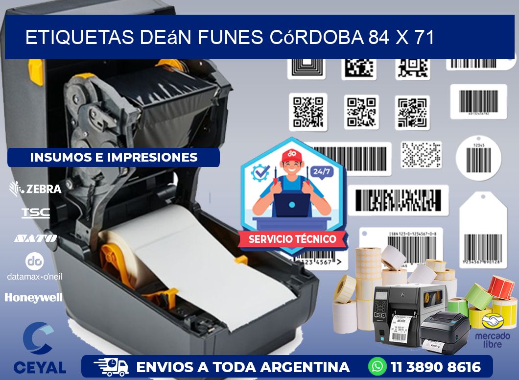 Etiquetas Deán Funes Córdoba 84 x 71