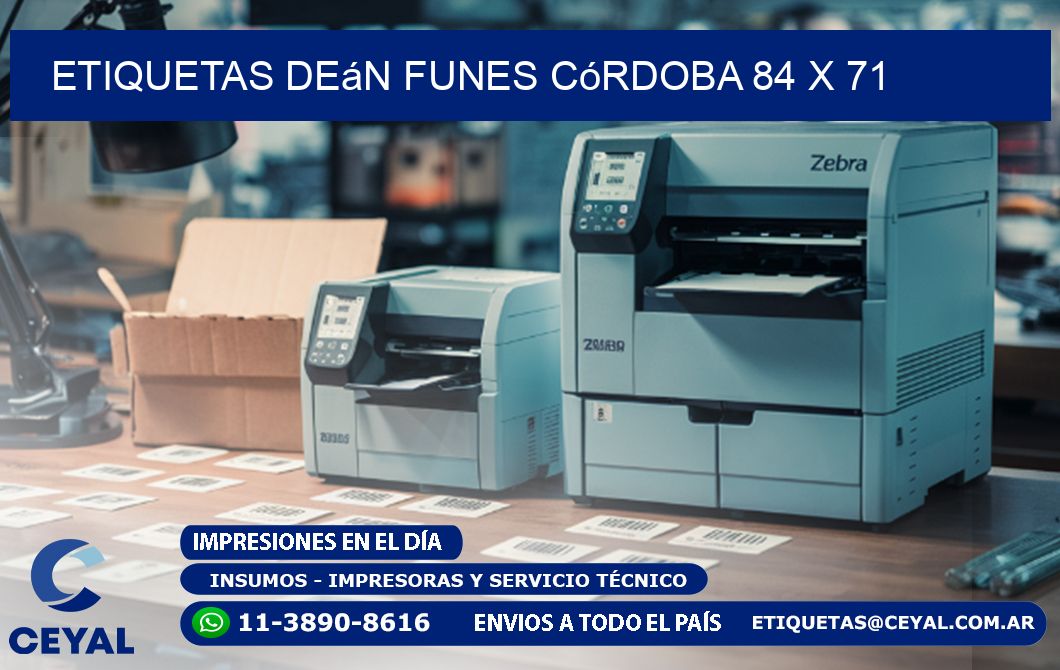 Etiquetas Deán Funes Córdoba 84 x 71