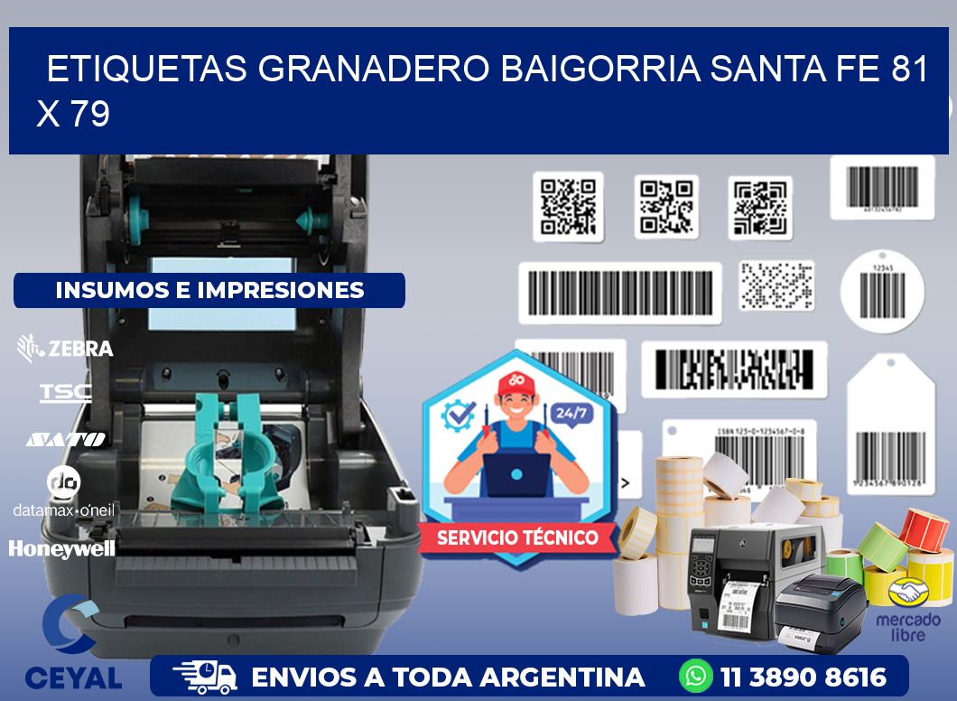 Etiquetas Granadero Baigorria Santa Fe 81 x 79