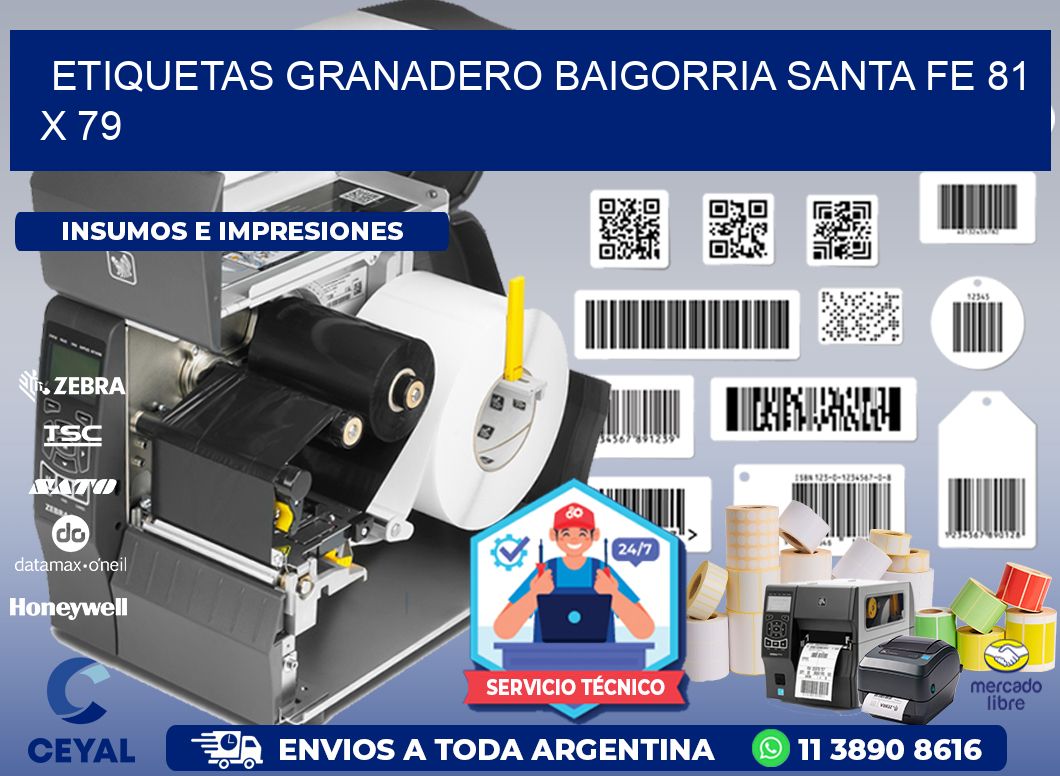 Etiquetas Granadero Baigorria Santa Fe 81 x 79