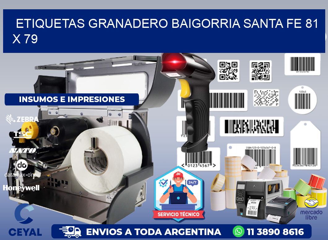 Etiquetas Granadero Baigorria Santa Fe 81 x 79