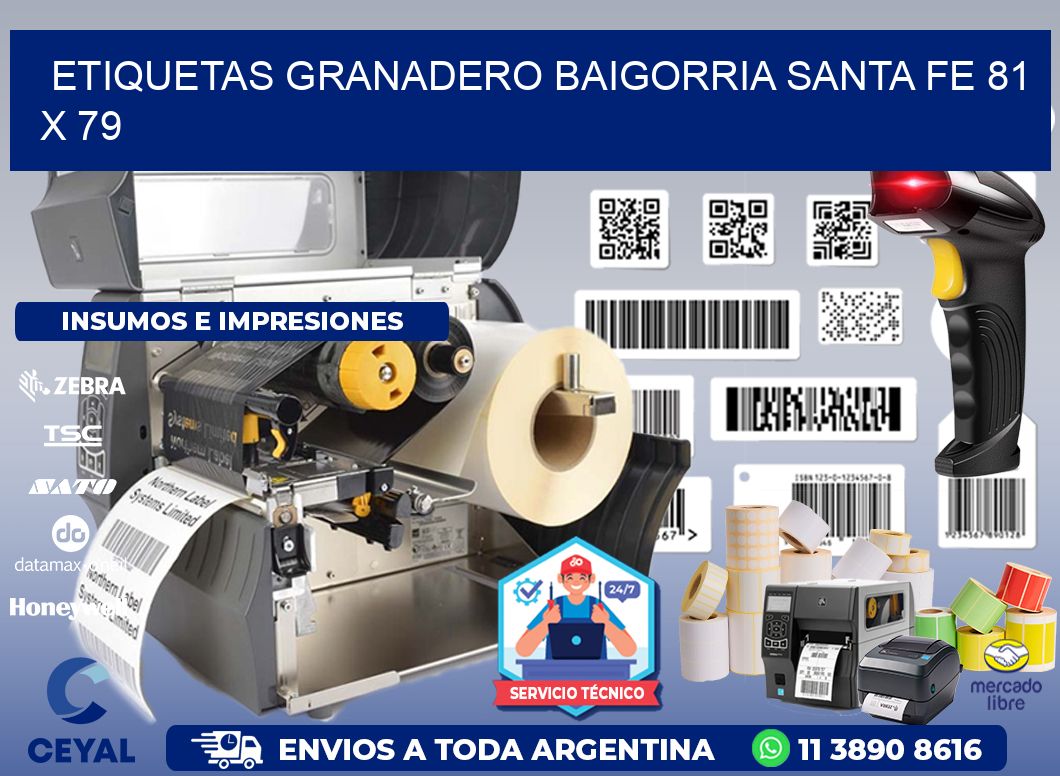 Etiquetas Granadero Baigorria Santa Fe 81 x 79