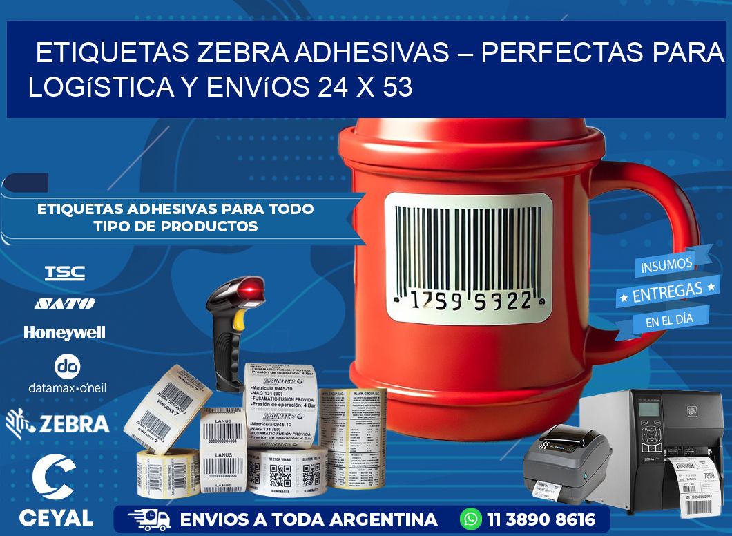 Etiquetas Zebra Adhesivas – Perfectas para Logística y Envíos 24 x 53