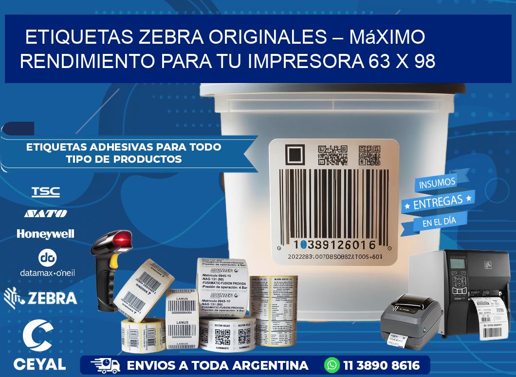 Etiquetas Zebra Originales – Máximo Rendimiento para tu Impresora 63 x 98