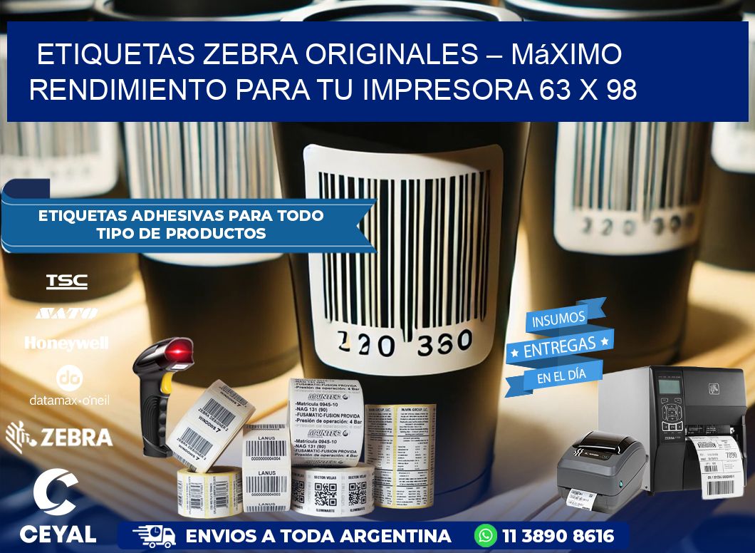 Etiquetas Zebra Originales – Máximo Rendimiento para tu Impresora 63 x 98