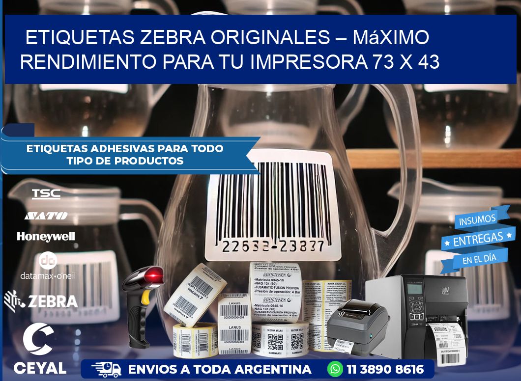 Etiquetas Zebra Originales – Máximo Rendimiento para tu Impresora 73 x 43