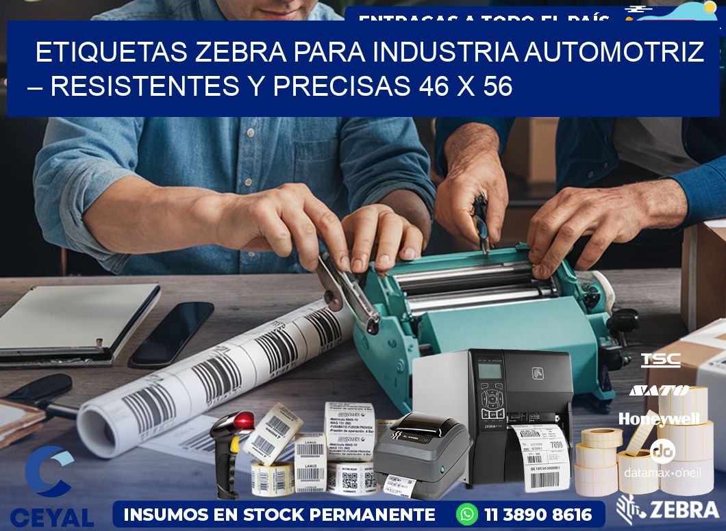 Etiquetas Zebra para Industria Automotriz – Resistentes y Precisas 46 x 56