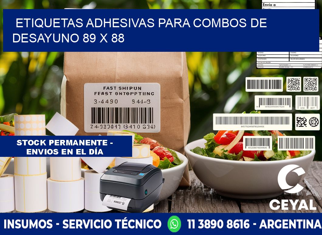 Etiquetas adhesivas para combos de desayuno 89 x 88