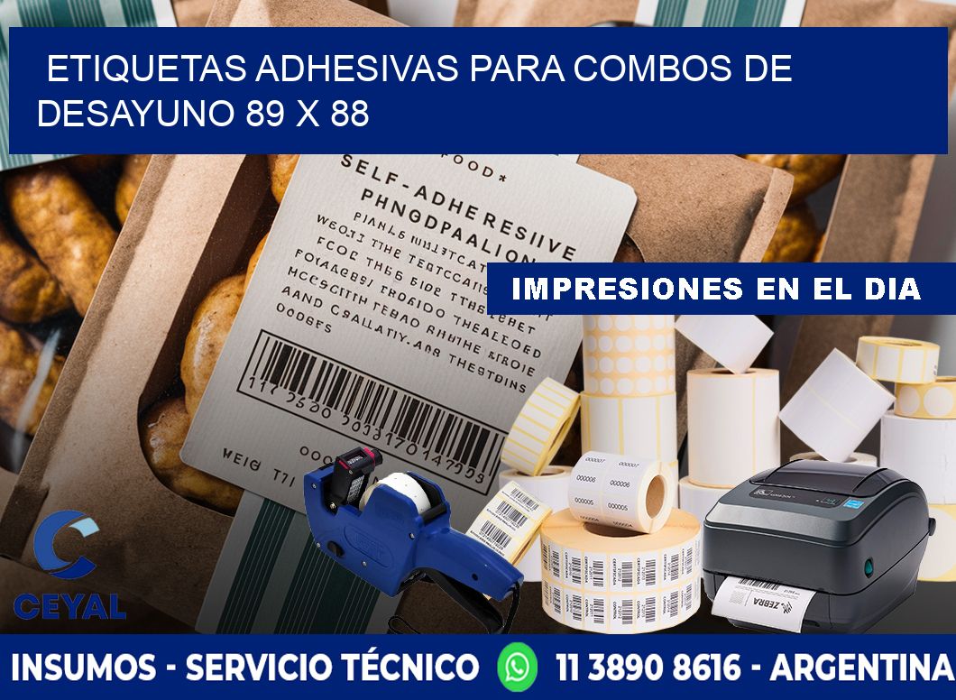 Etiquetas adhesivas para combos de desayuno 89 x 88