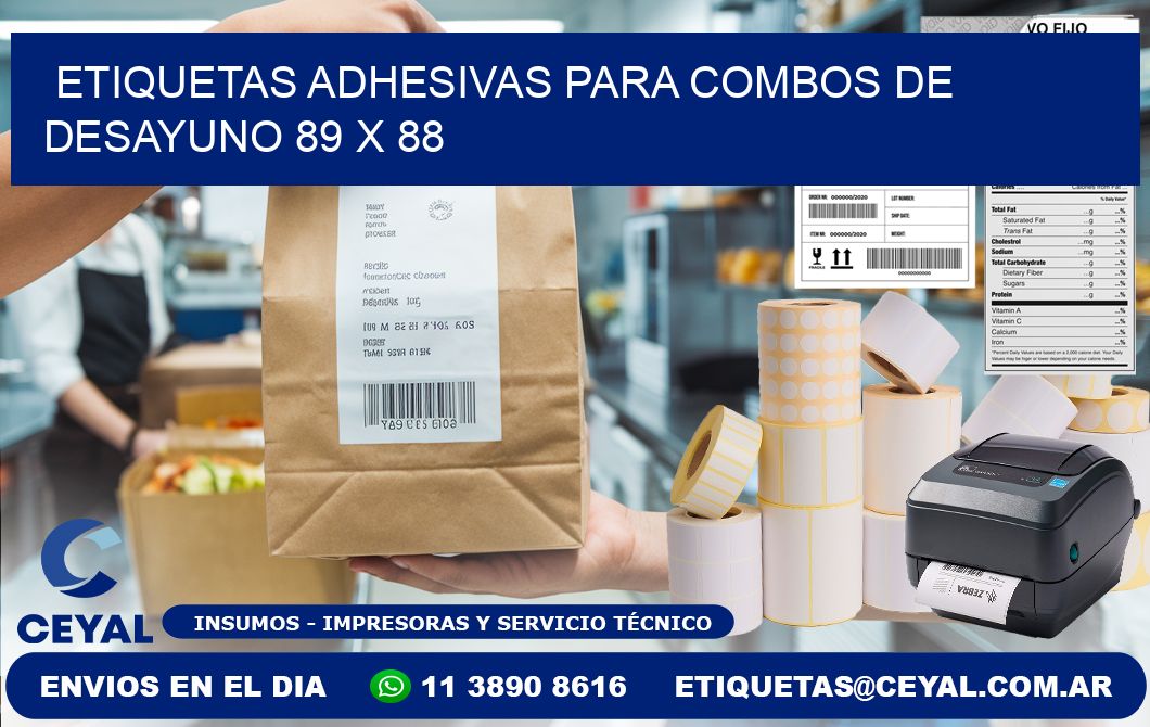 Etiquetas adhesivas para combos de desayuno 89 x 88