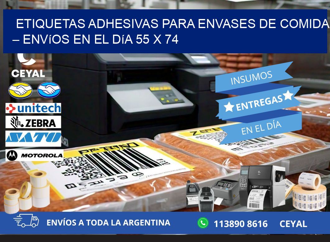 Etiquetas adhesivas para envases de comida – Envíos en el día 55 x 74