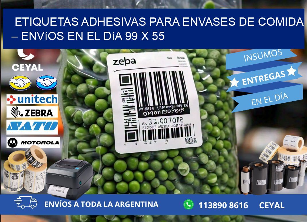 Etiquetas adhesivas para envases de comida – Envíos en el día 99 x 55