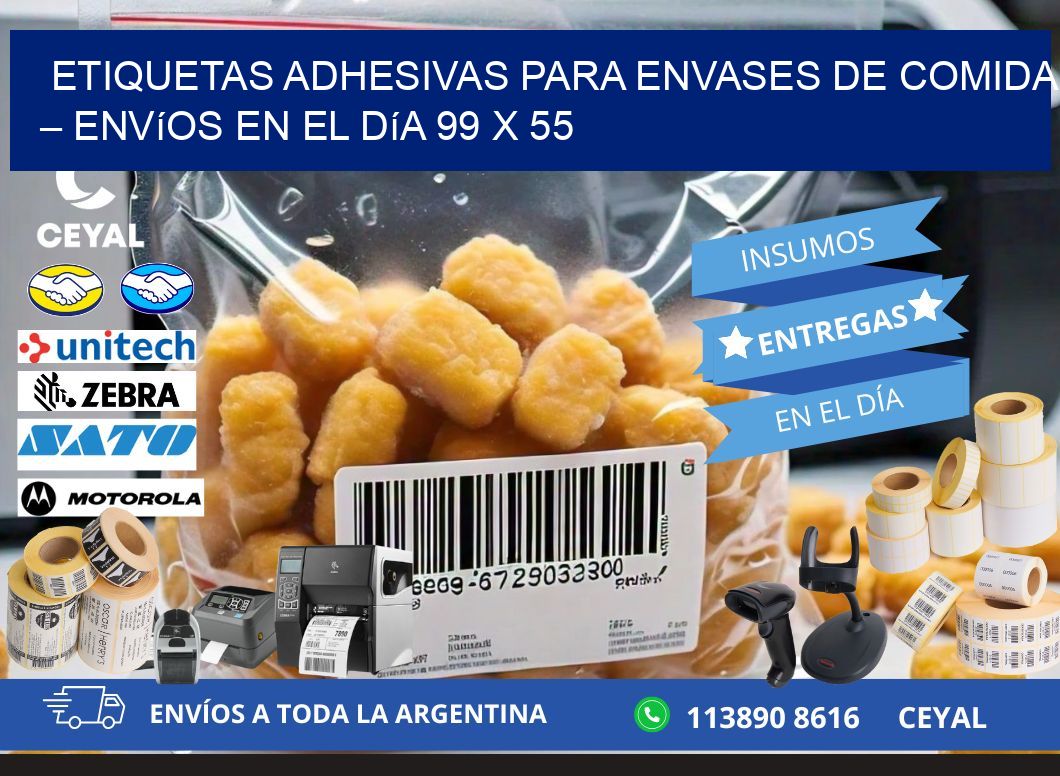 Etiquetas adhesivas para envases de comida – Envíos en el día 99 x 55