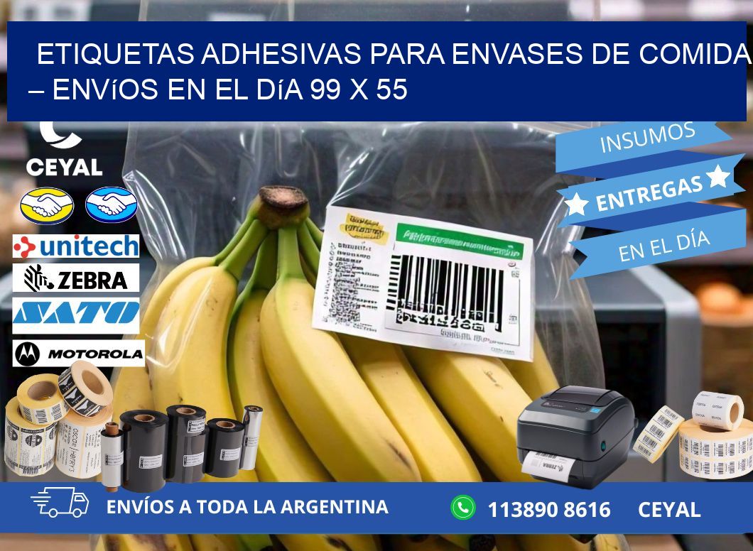 Etiquetas adhesivas para envases de comida – Envíos en el día 99 x 55