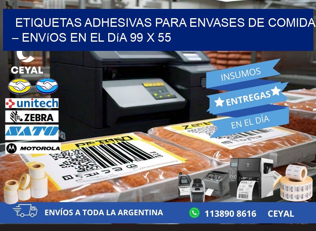 Etiquetas adhesivas para envases de comida – Envíos en el día 99 x 55