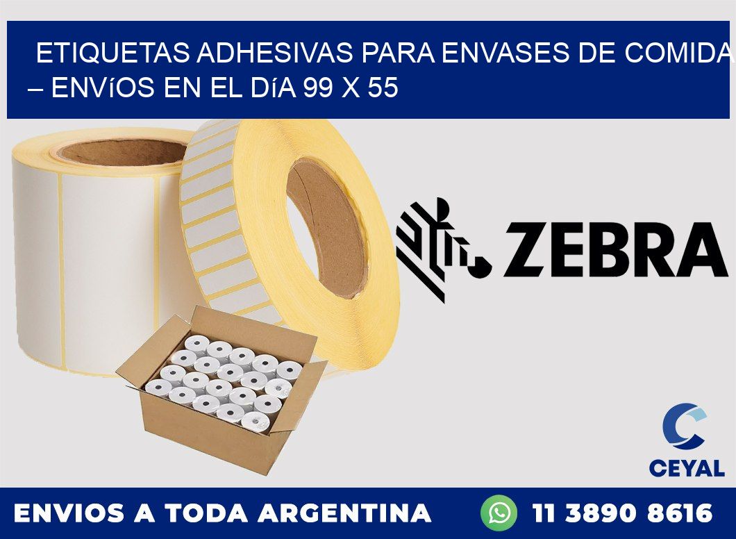 Etiquetas adhesivas para envases de comida – Envíos en el día 99 x 55