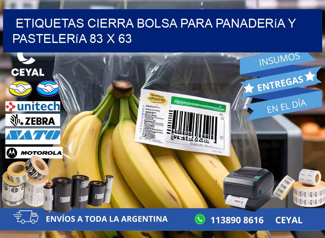 Etiquetas cierra bolsa para panadería y pastelería 83 x 63