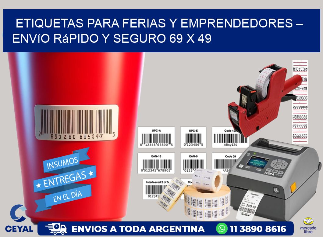 Etiquetas para Ferias y Emprendedores – Envío Rápido y Seguro 69 x 49