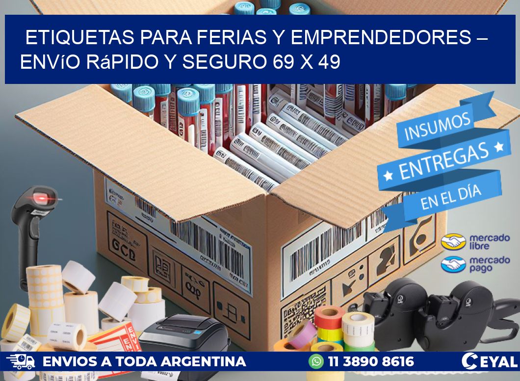 Etiquetas para Ferias y Emprendedores – Envío Rápido y Seguro 69 x 49