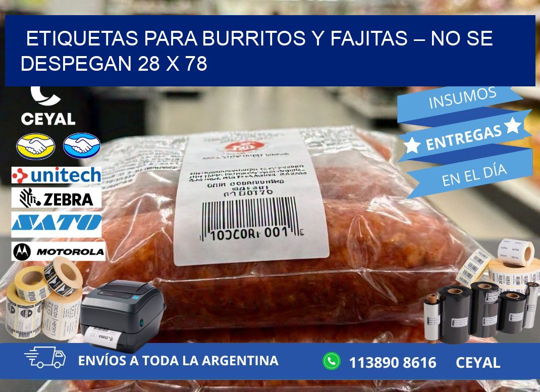 Etiquetas para burritos y fajitas – No se despegan 28 x 78