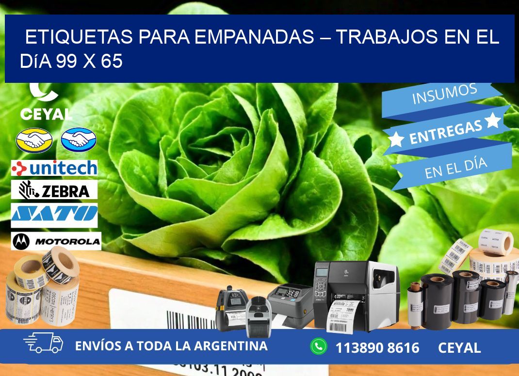 Etiquetas para empanadas – Trabajos en el día 99 x 65