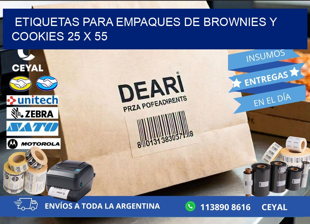 Etiquetas para empaques de brownies y cookies 25 x 55